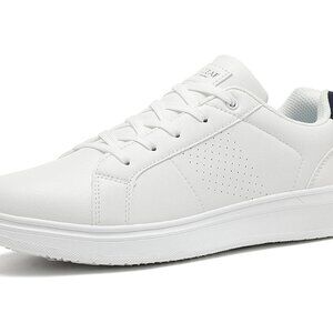 Analeaf Mens White Fashion Dress Sneakers Classic Lightweight Casual Shoes